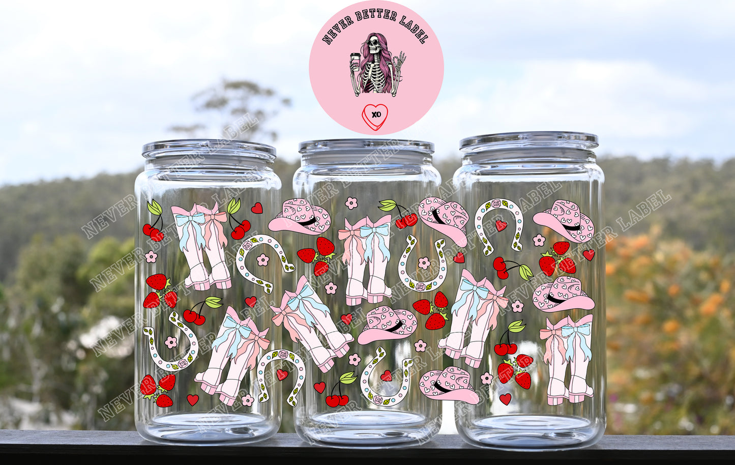 Lucky Cowgirl Wrapped Glitter Filled Tumbler with Lid and Straw