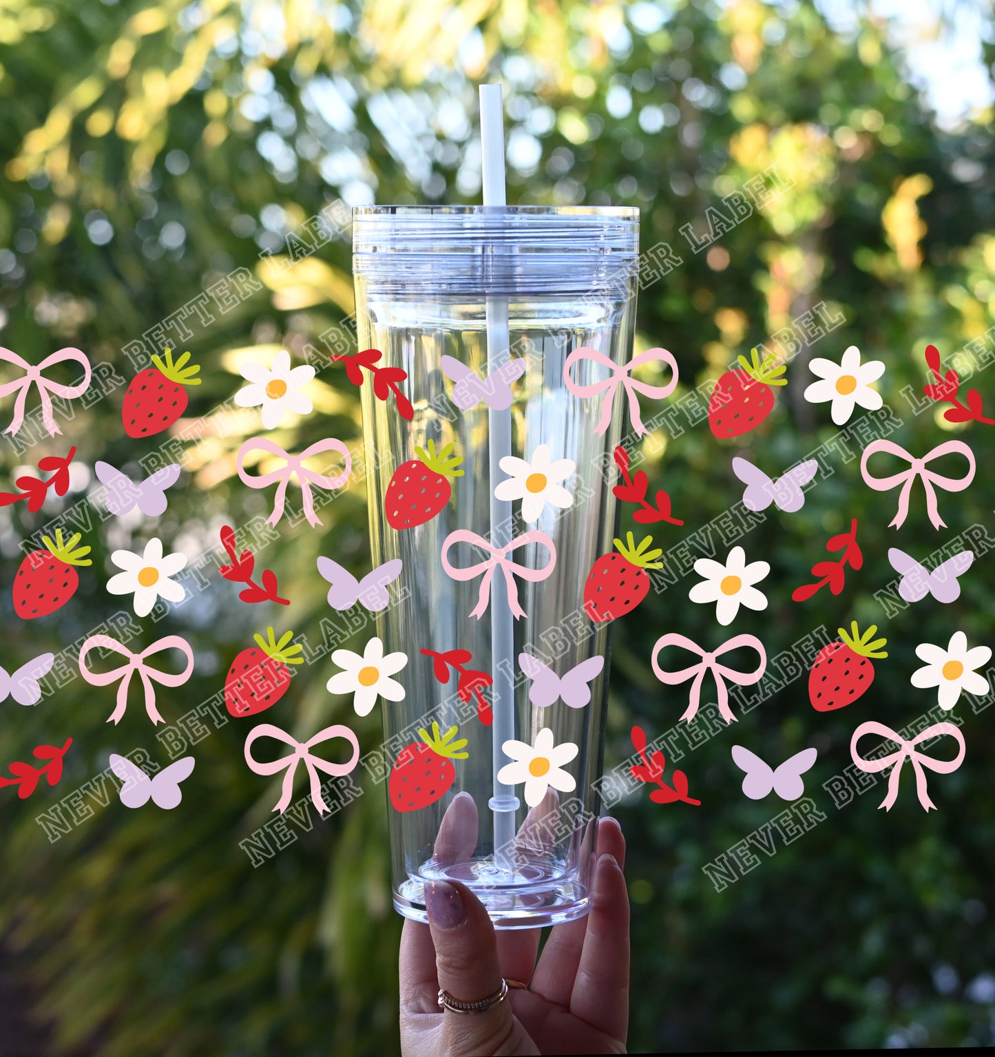 Strawberry Bows - Glitter Filled Stadium Cup