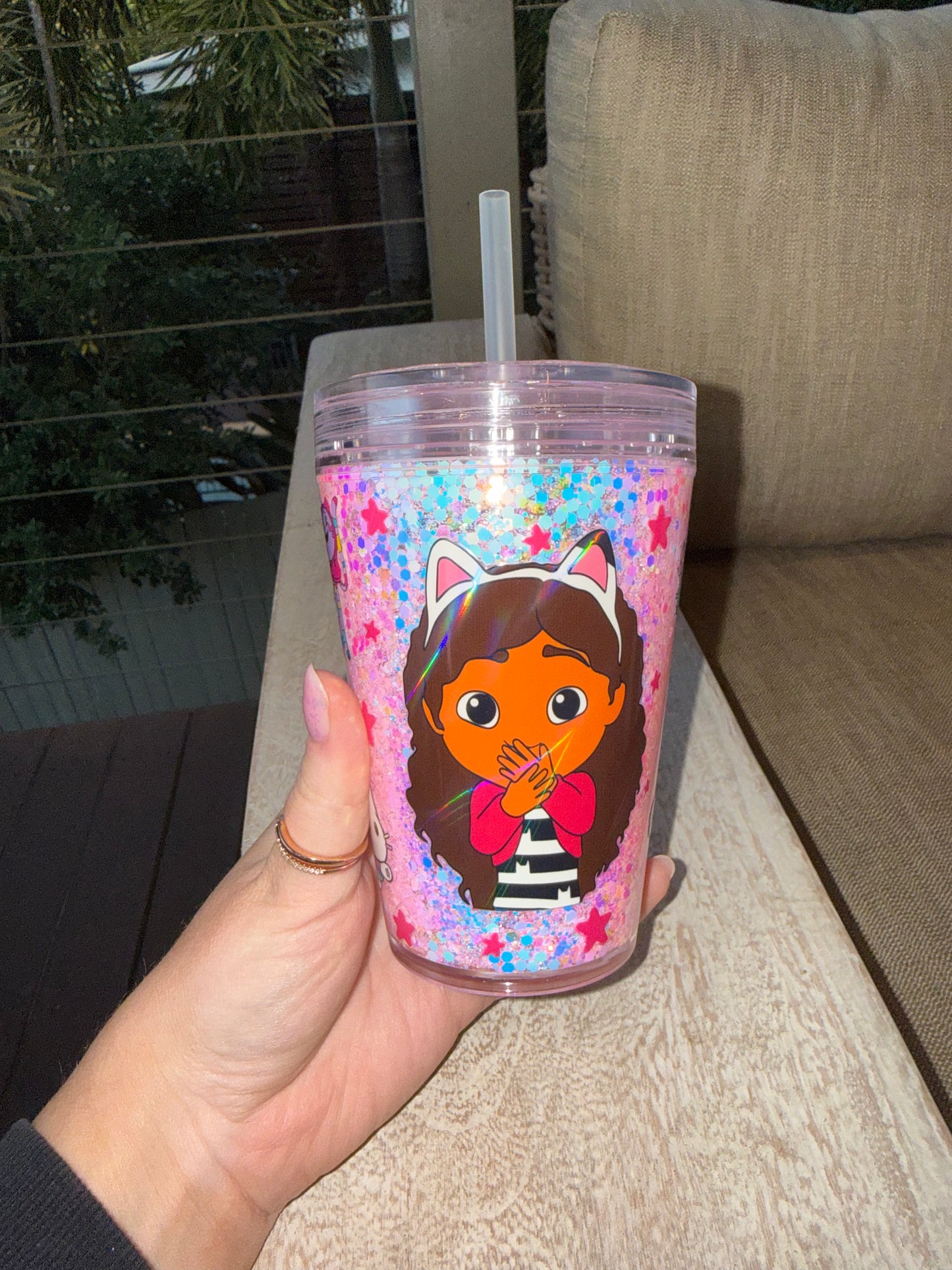 Gabby's Dollhouse Glitter Filled 350ml Tumbler - Ready to ship!