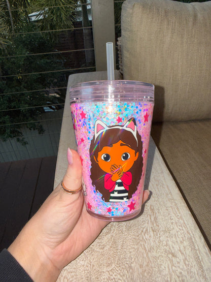 Gabby's Dollhouse Glitter Filled 350ml Tumbler - Ready to ship!