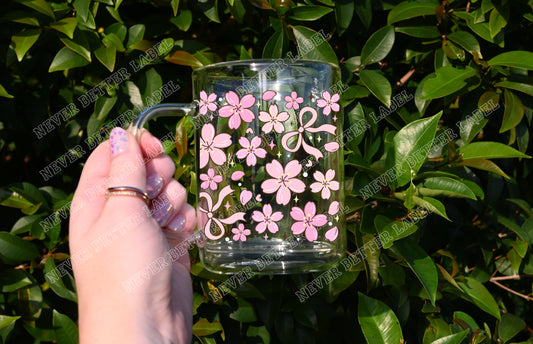 Cherry Blossom - Glitter Filled Glass Mug