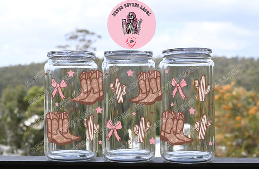 Coquette Cowgirl Wrapped Glitter Filled Tumbler with Lid and Straw