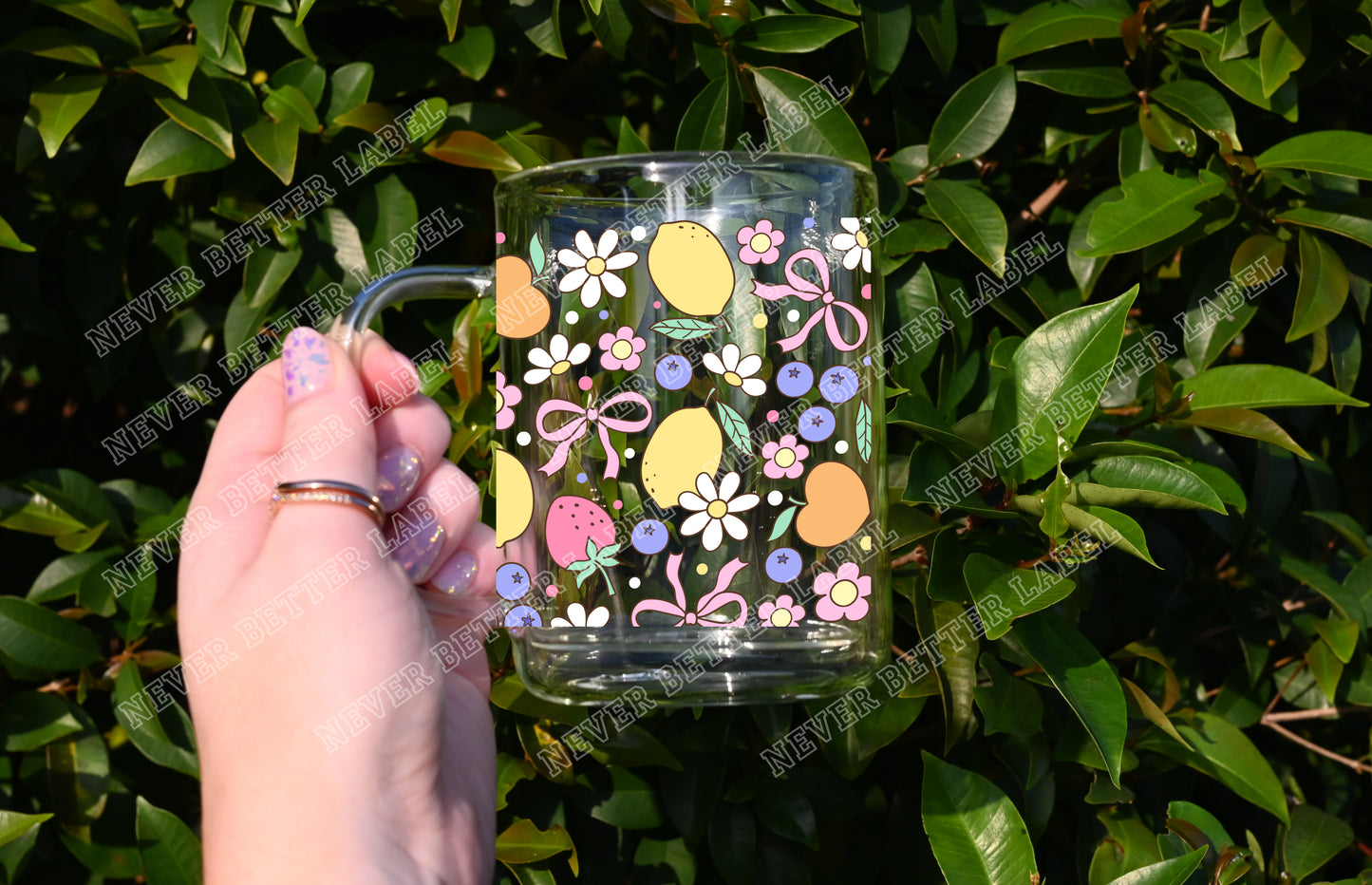 Summer Fruit - Glitter Filled Glass Mug