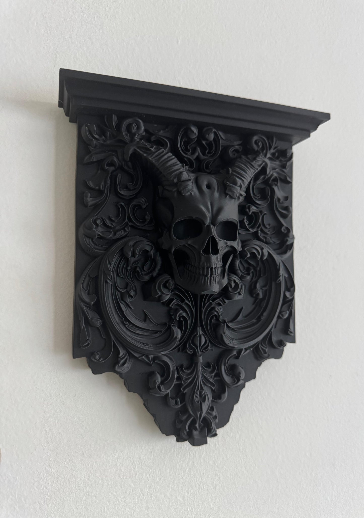 Skull Corbel Wall Shelf — 3D Printed Gothic Bracket