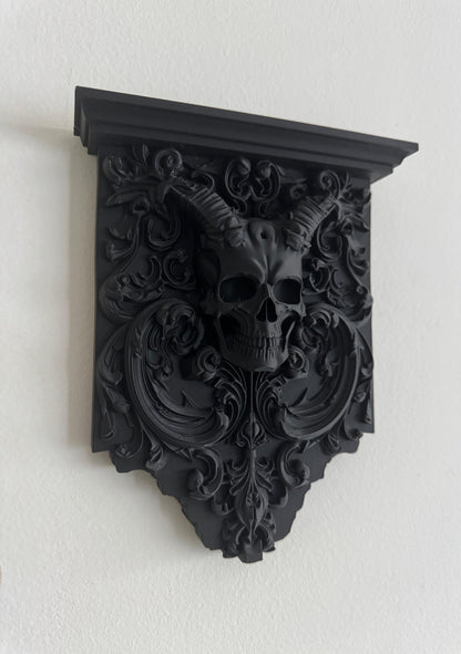 Skull Corbel Wall Shelf — 3D Printed Gothic Bracket