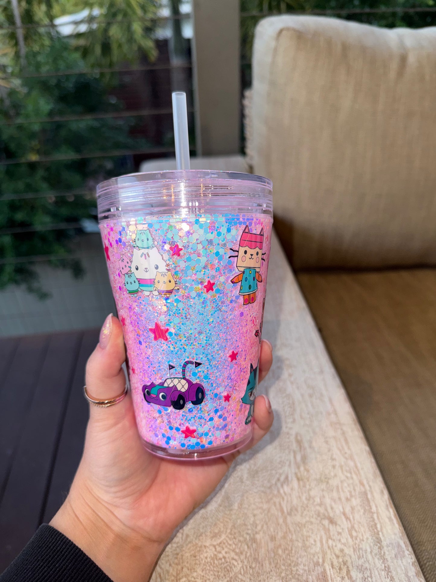 Gabby's Dollhouse Glitter Filled 350ml Tumbler - Ready to ship!