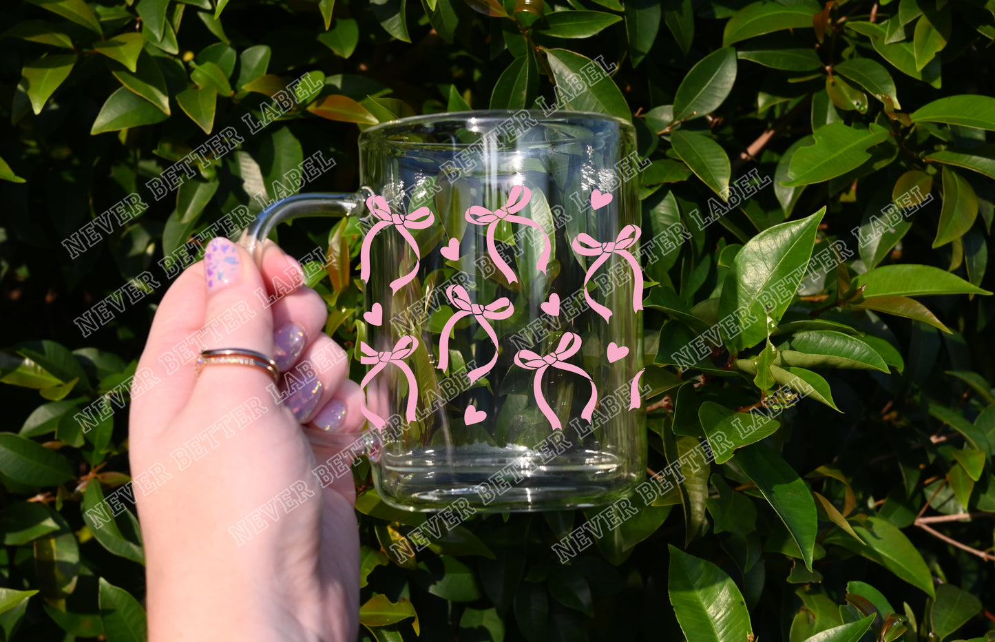 Delicate Ribbons - Glitter Filled Glass Mug