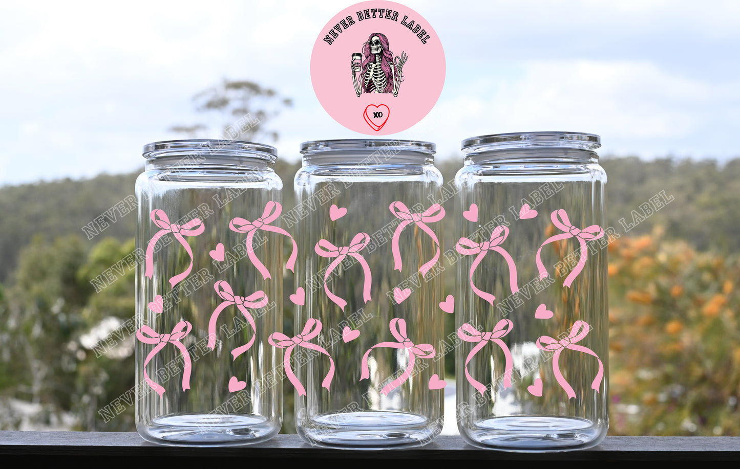 Delicate Ribbons Wrapped Glitter Filled Tumbler with Lid and Straw