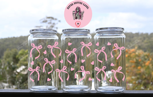 Delicate Ribbons Wrapped Glitter Filled Tumbler with Lid and Straw