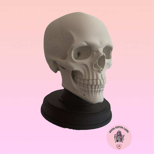 Human Skull Bust on Stand — 3D Printed Gothic Decor