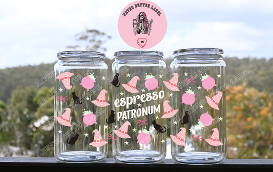 Espresso Patronum Wrapped Glitter Filled Tumbler with Lid and Straw