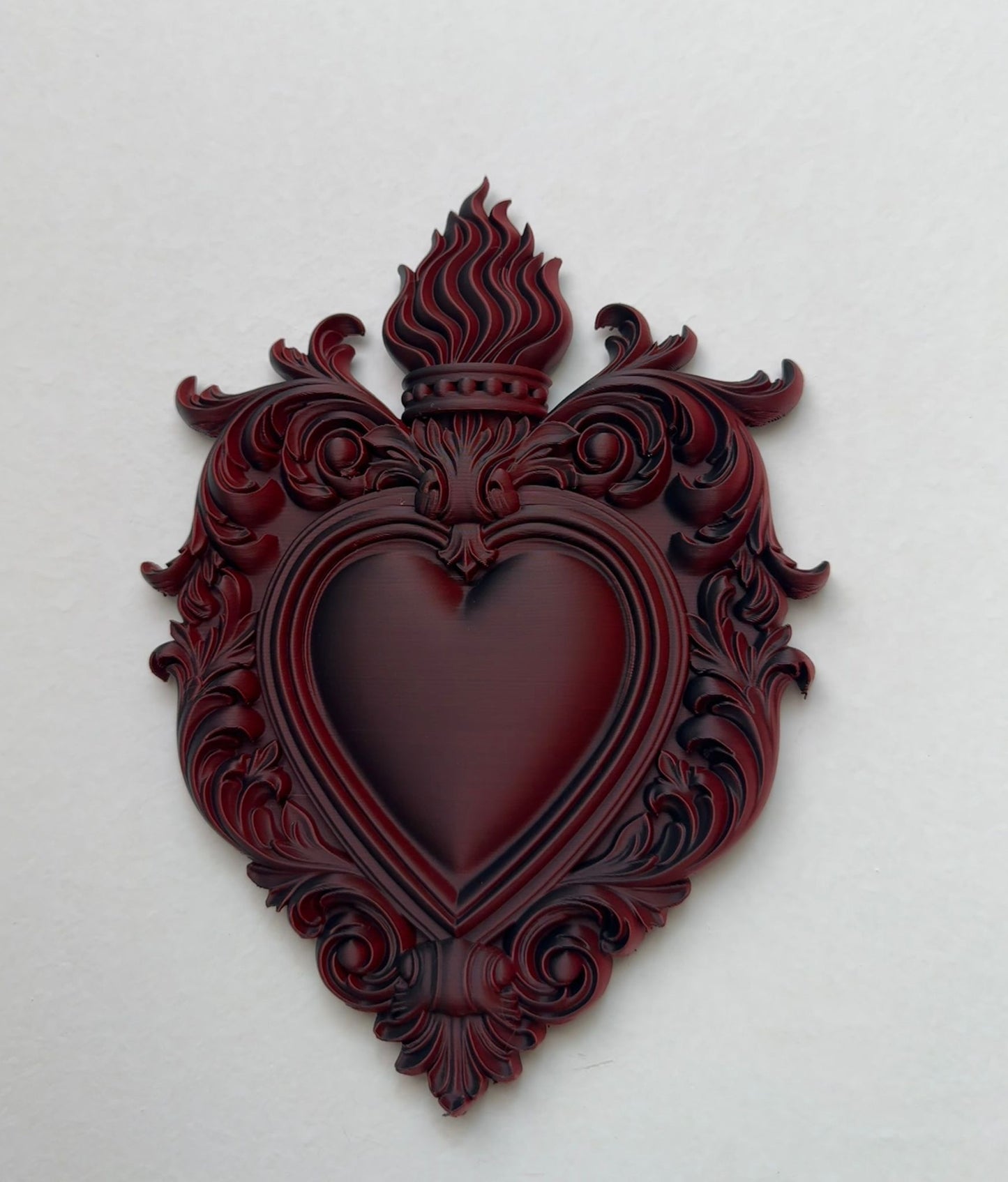 Flaming Heart Wall Plaque — 3D Printed Gothic Decor