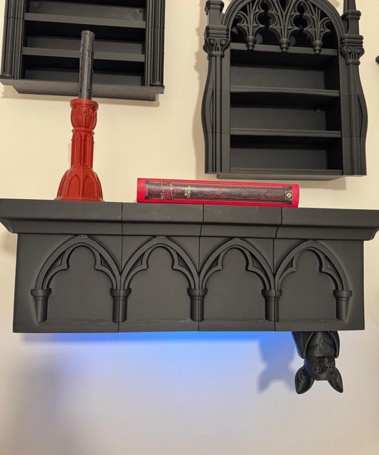 Giant Bat Wall Shelf — 3D Printed Gothic Cathedral Shelf