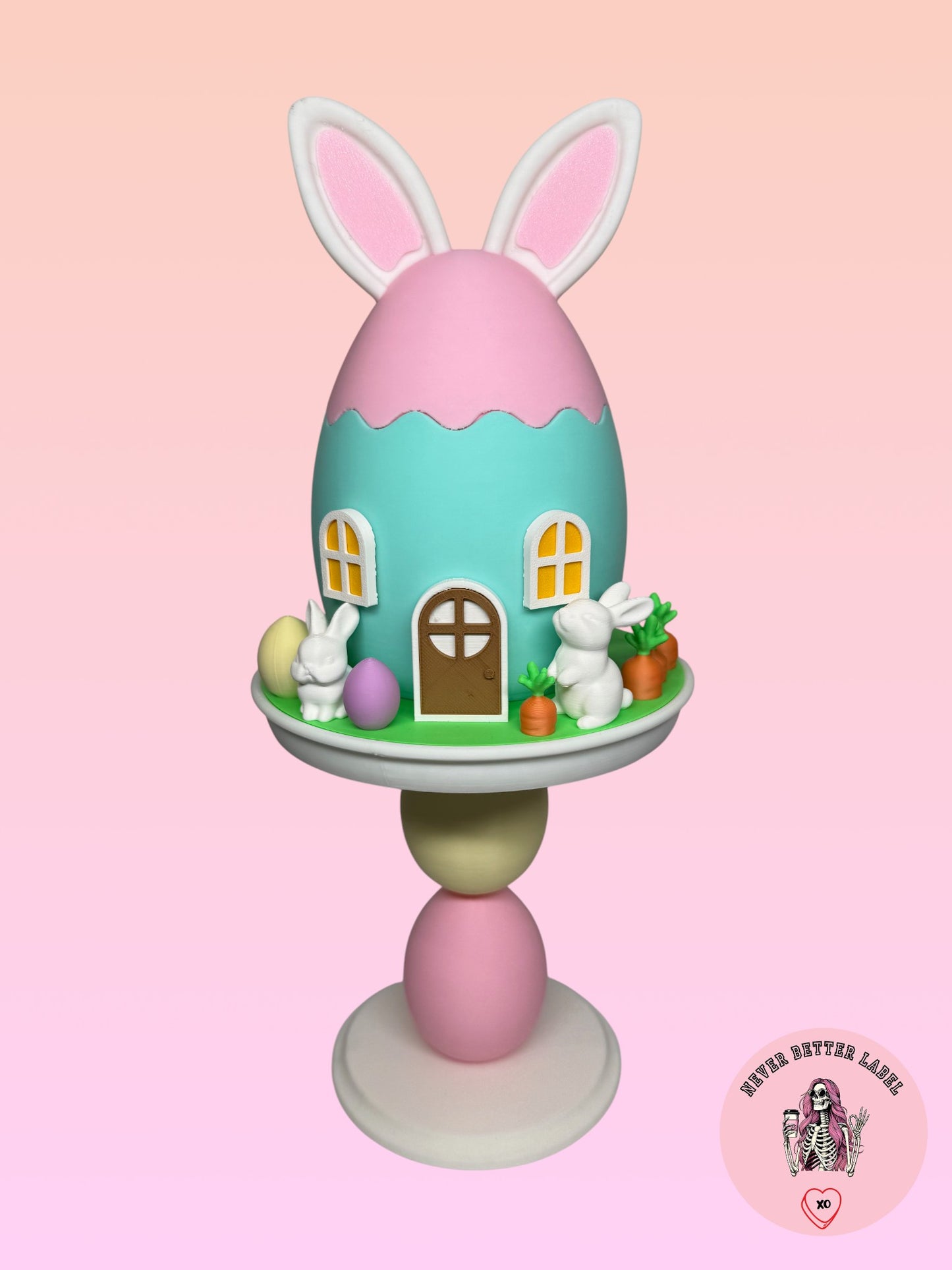 Bunny Egg House Tiered Stand (With Removable Lid)