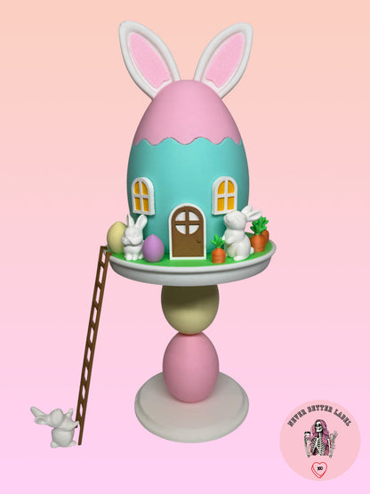 Bunny Egg House Tiered Stand (With Removable Lid)