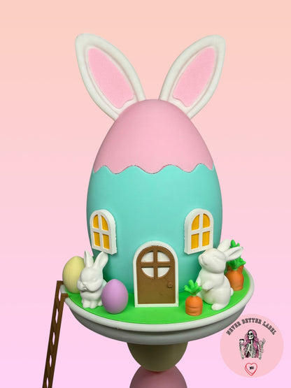 Bunny Egg House Tiered Stand (With Removable Lid)