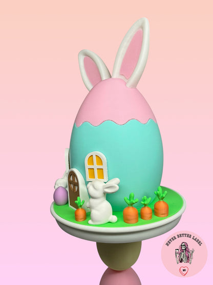 Bunny Egg House Tiered Stand (With Removable Lid)