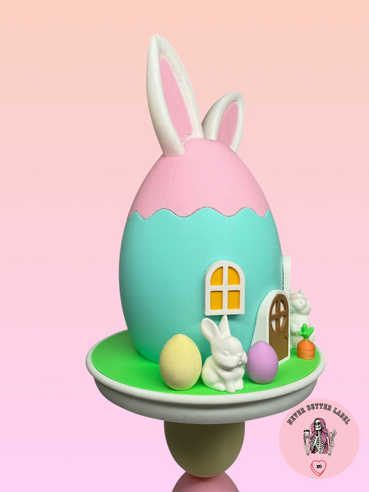 Bunny Egg House Tiered Stand (With Removable Lid)