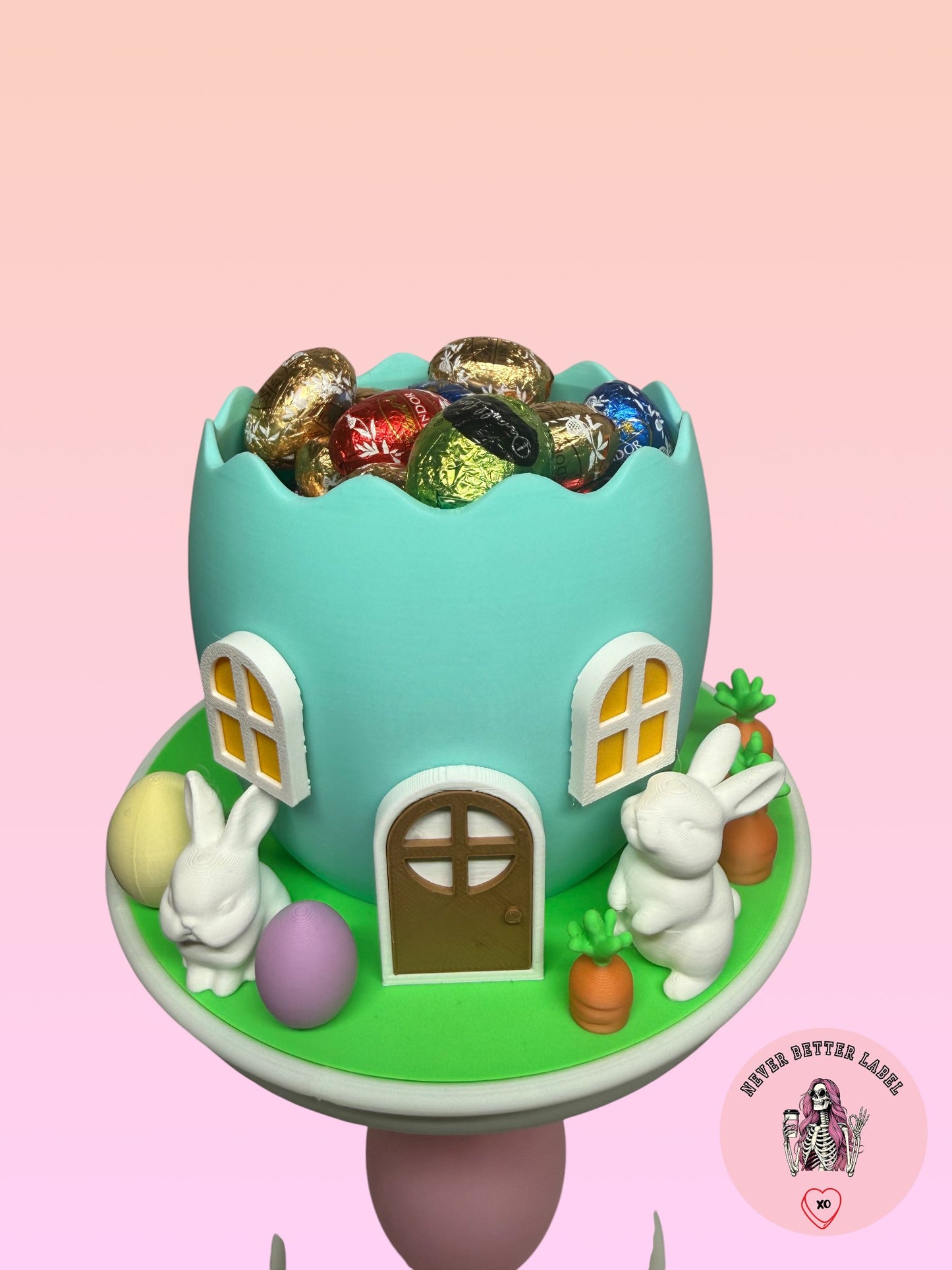 Bunny Egg House Tiered Stand (With Removable Lid)