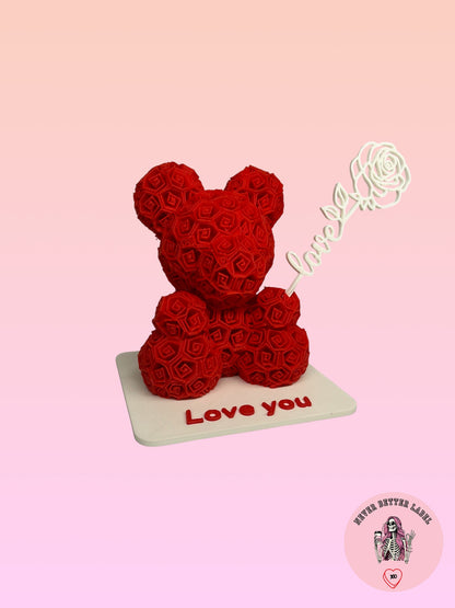 Rose Bear With "Love You" Stand