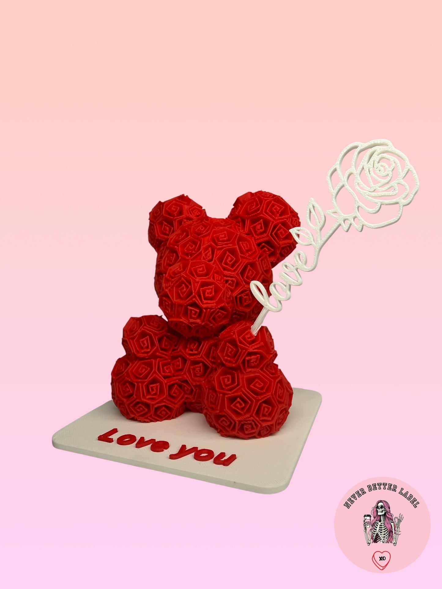 Rose Bear With "Love You" Stand