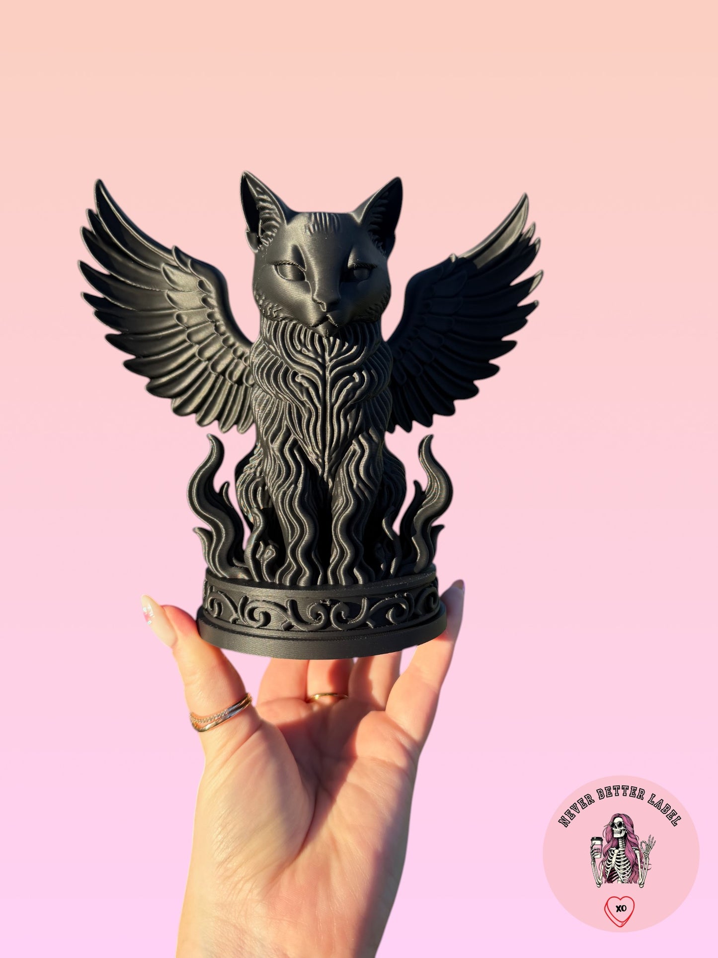 Winged Cat Figurine