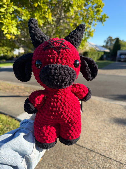 🐮 Devil Cow Crochet Plush 🖤❤️