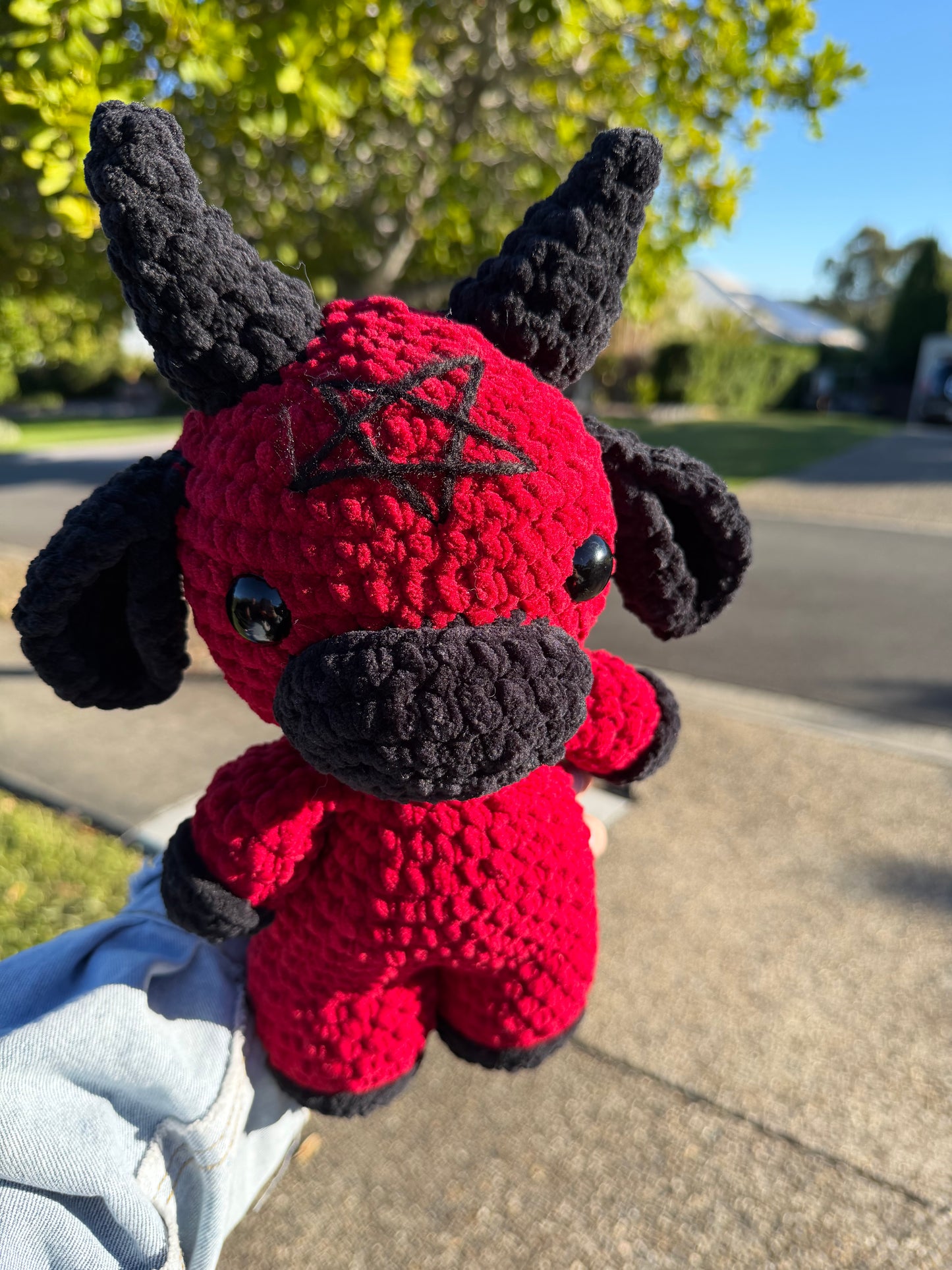 🐮 Devil Cow Crochet Plush 🖤❤️