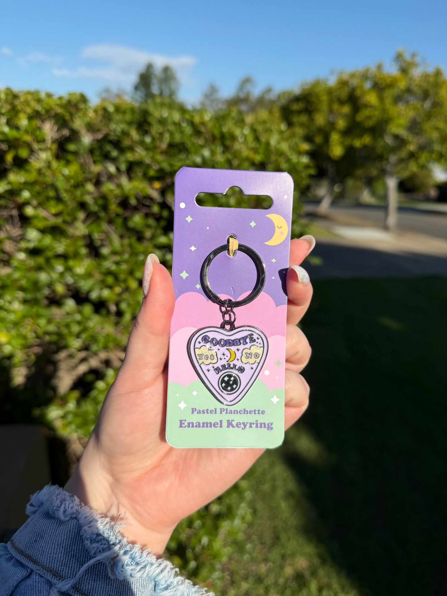 Goodbye, Hello Pastel Planchette Enamel Keyring 👻💜