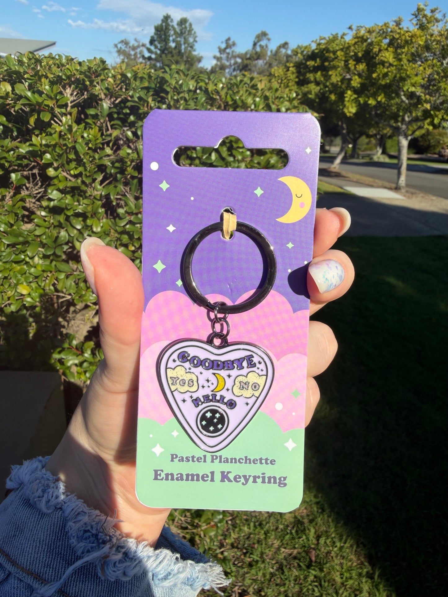 Goodbye, Hello Pastel Planchette Enamel Keyring 👻💜