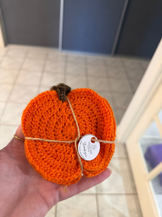 Pumpkin Crochet Coaster Set 🎃🧡