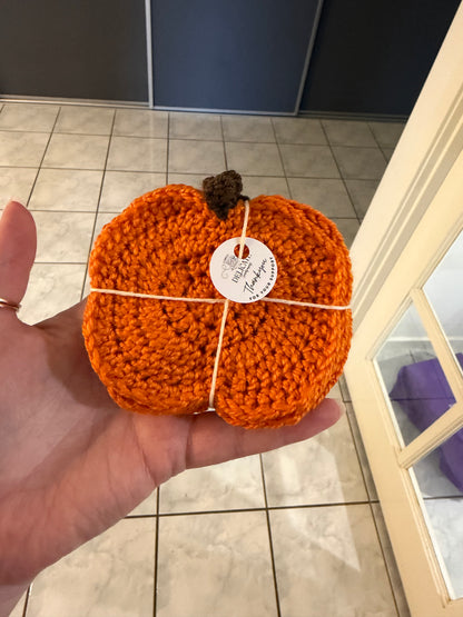 Pumpkin Crochet Coaster Set 🎃🧡