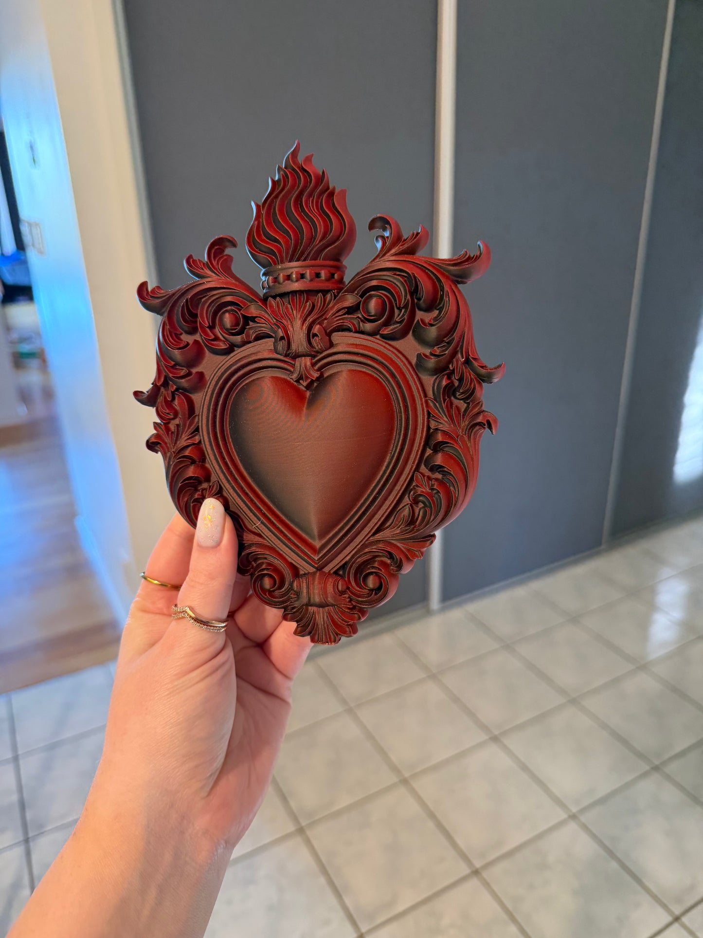 Flaming Heart Wall Plaque ❤️🔥🖤