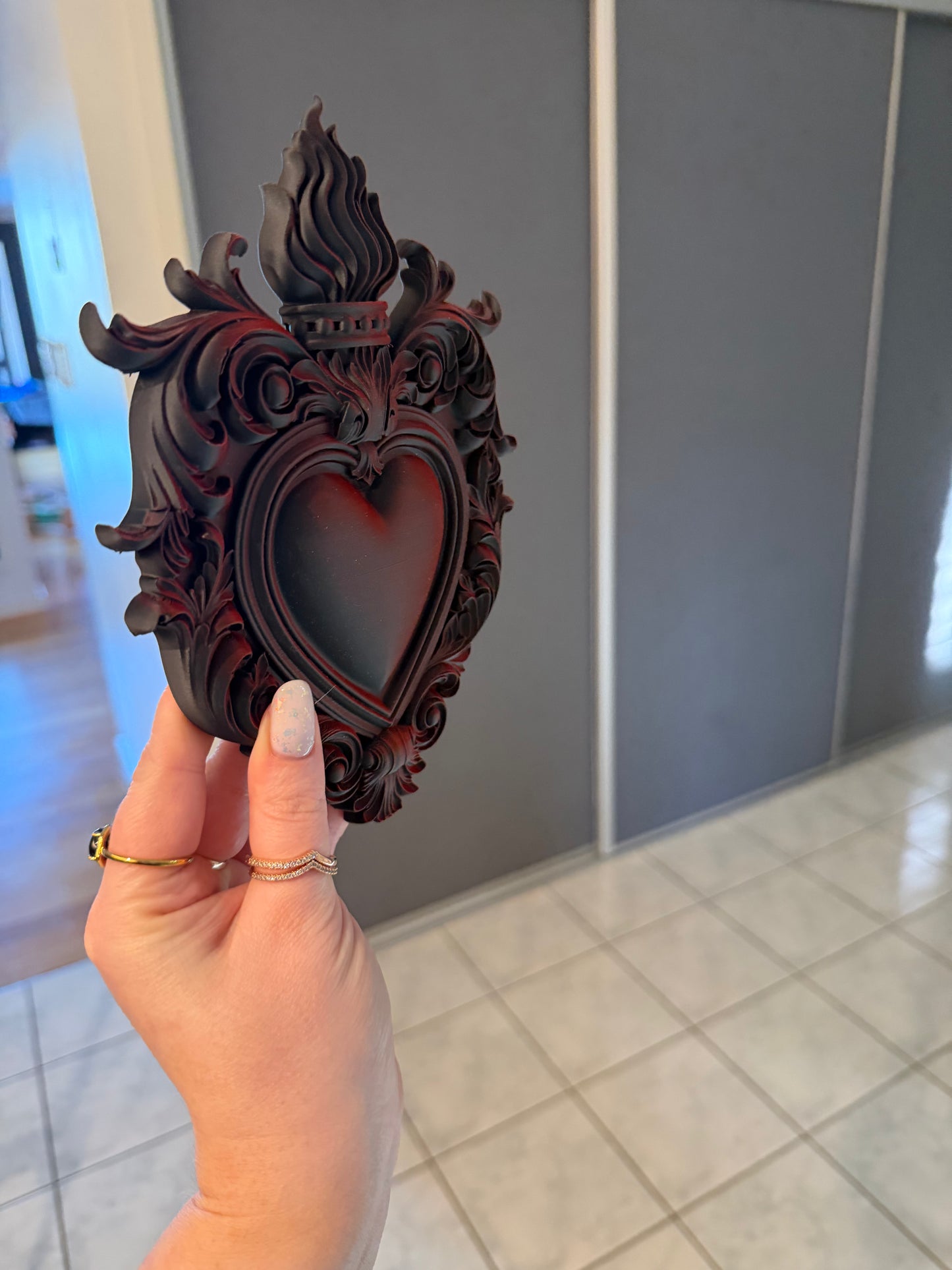 Flaming Heart Wall Plaque ❤️🔥🖤
