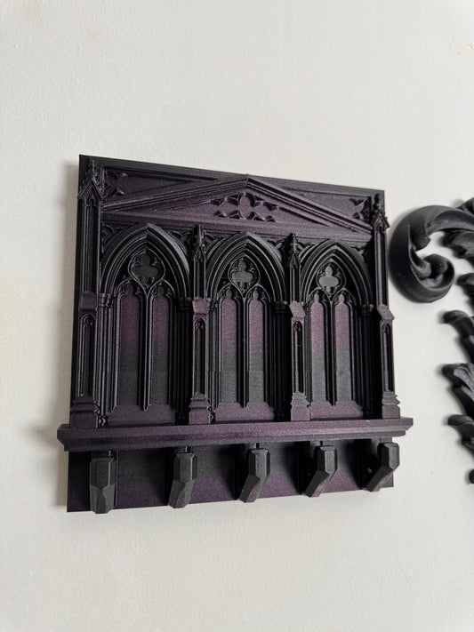 Cathedral Nave Key Holder — 3D Printed Gothic Wall Hook
