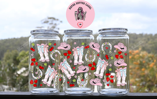 Lucky Cowgirl Wrapped Glitter Filled Tumbler with Lid and Straw