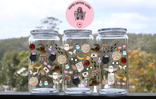 Magic School Wrapped Glitter Filled Tumbler with Lid and Straw