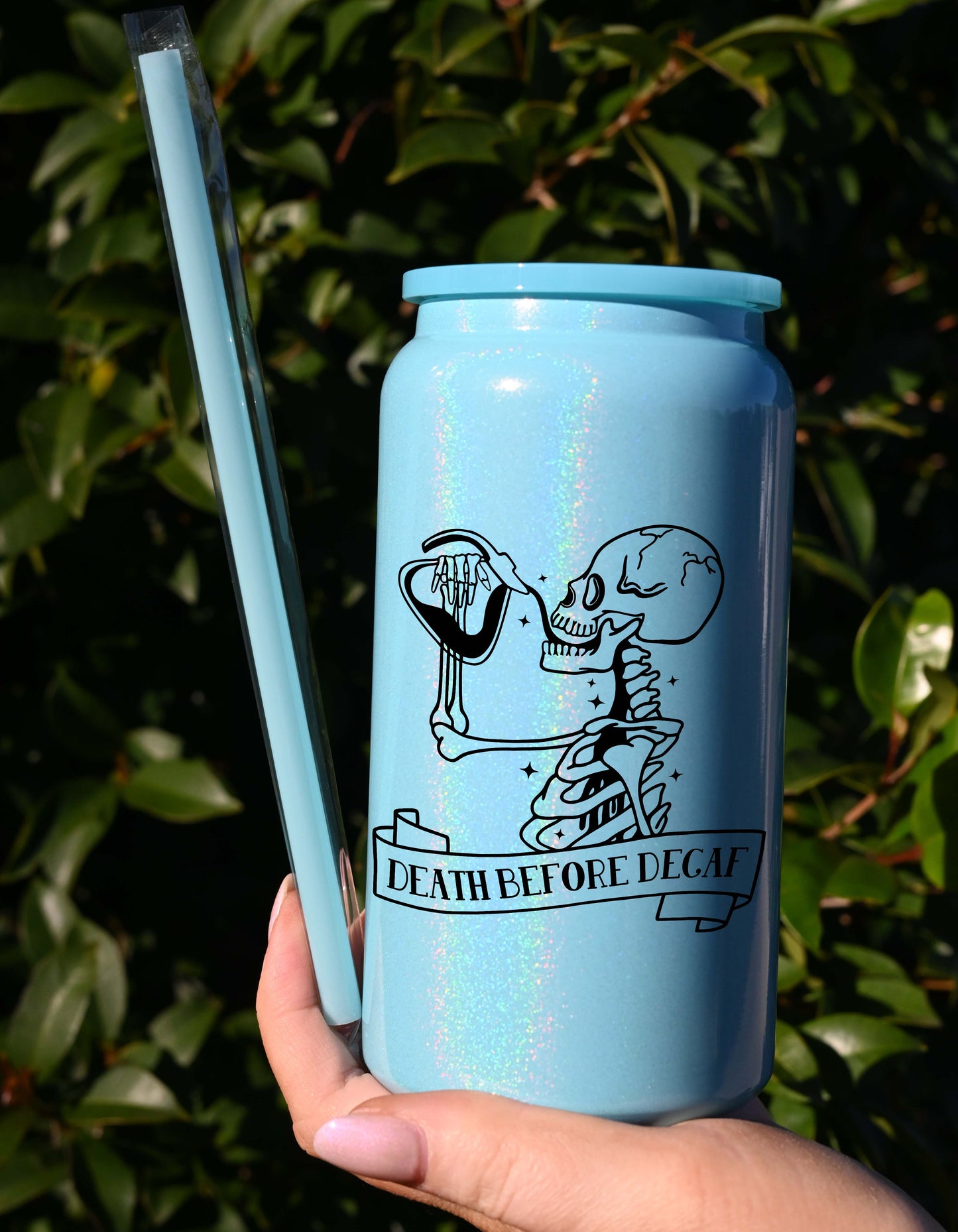 Death Before Decaf Skeleton Libbey Cup