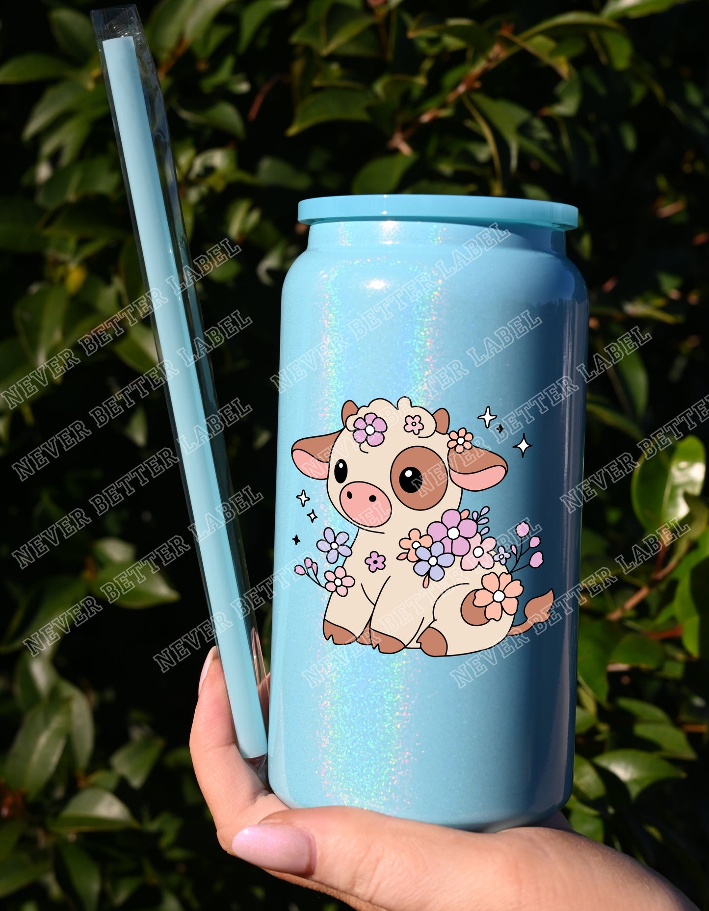 Flower Cow  - Insulated Shimmer Cup 16oz (473ml)