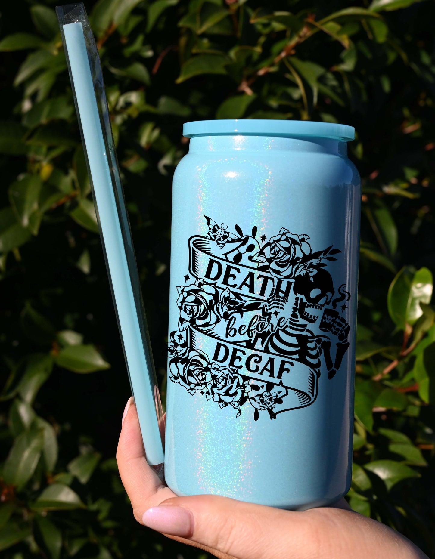 Death Before Decaf Banner Libbey Cup