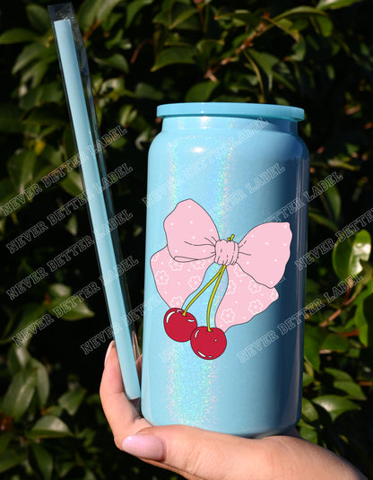 Cherry Bow  - Insulated Shimmer Cup 16oz (473ml)