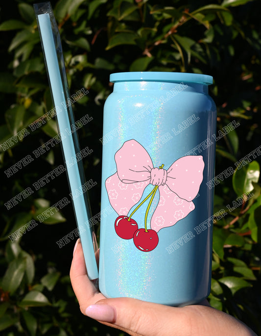 Cherry Bow  - Insulated Shimmer Cup 16oz (473ml)