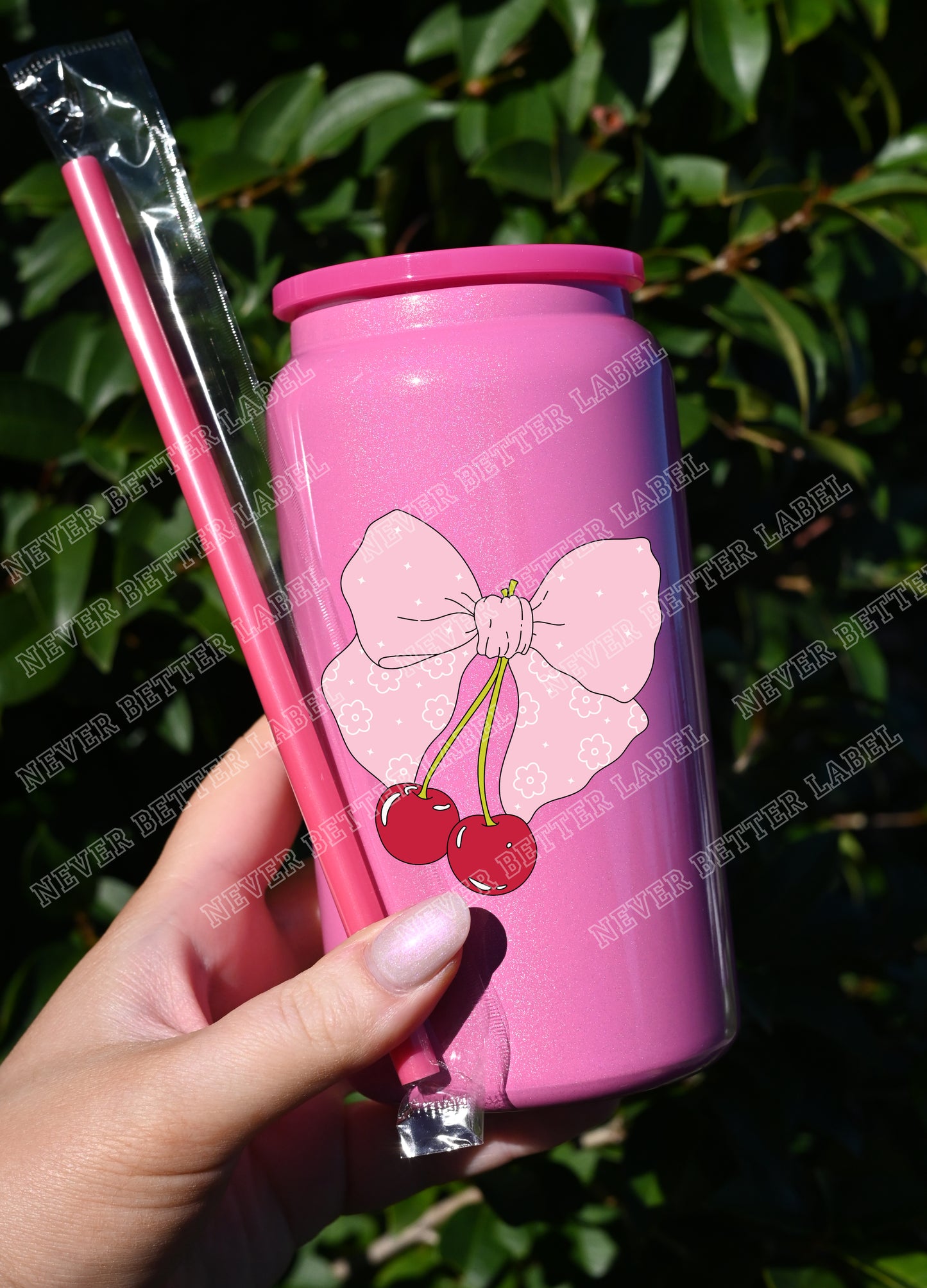 Cherry Bow  - Insulated Shimmer Cup 16oz (473ml)