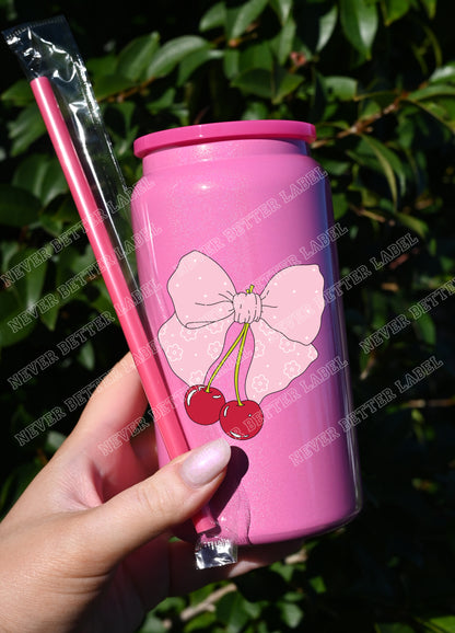 Cherry Bow  - Insulated Shimmer Cup 16oz (473ml)