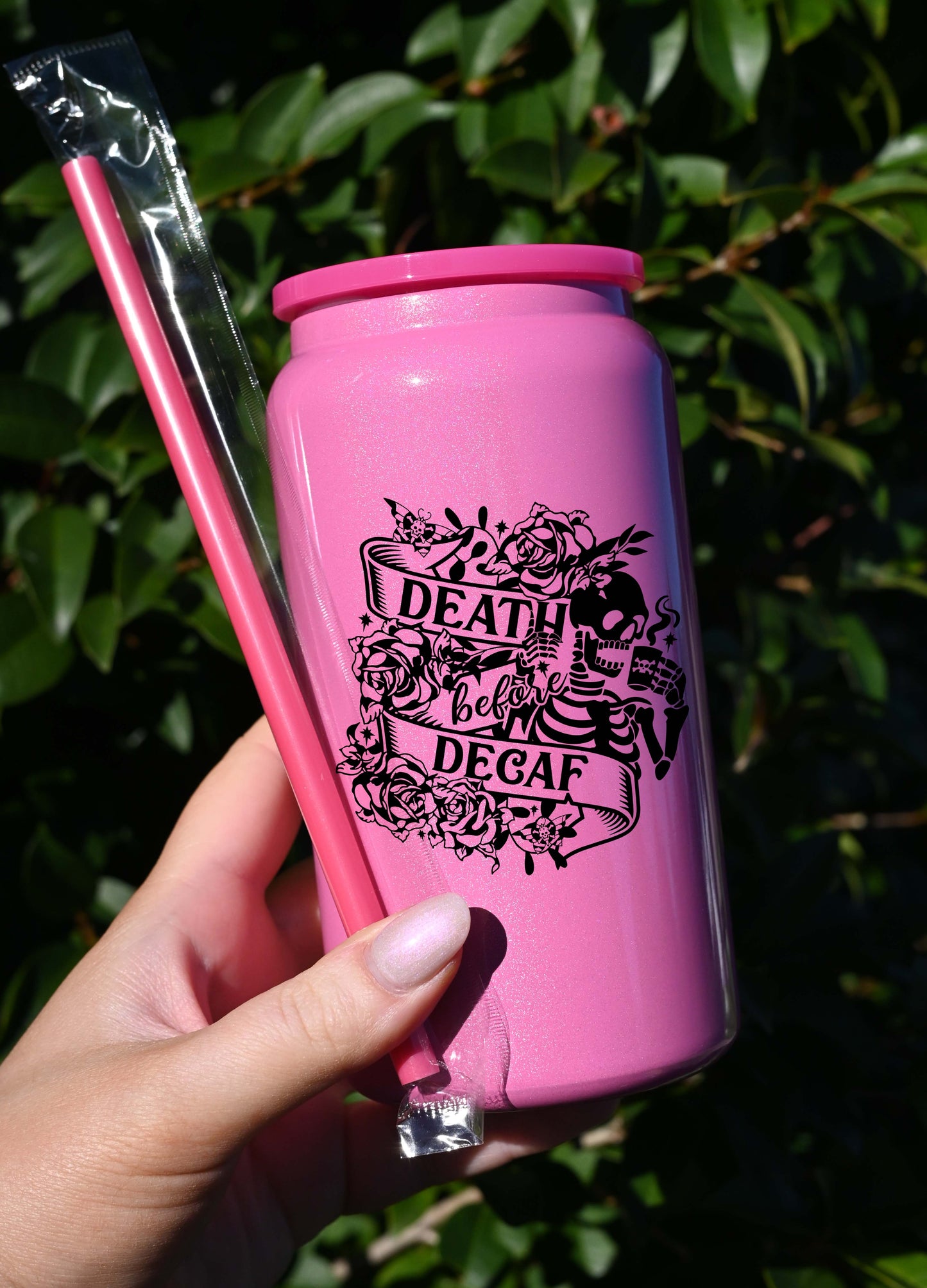 Death Before Decaf Banner Libbey Cup