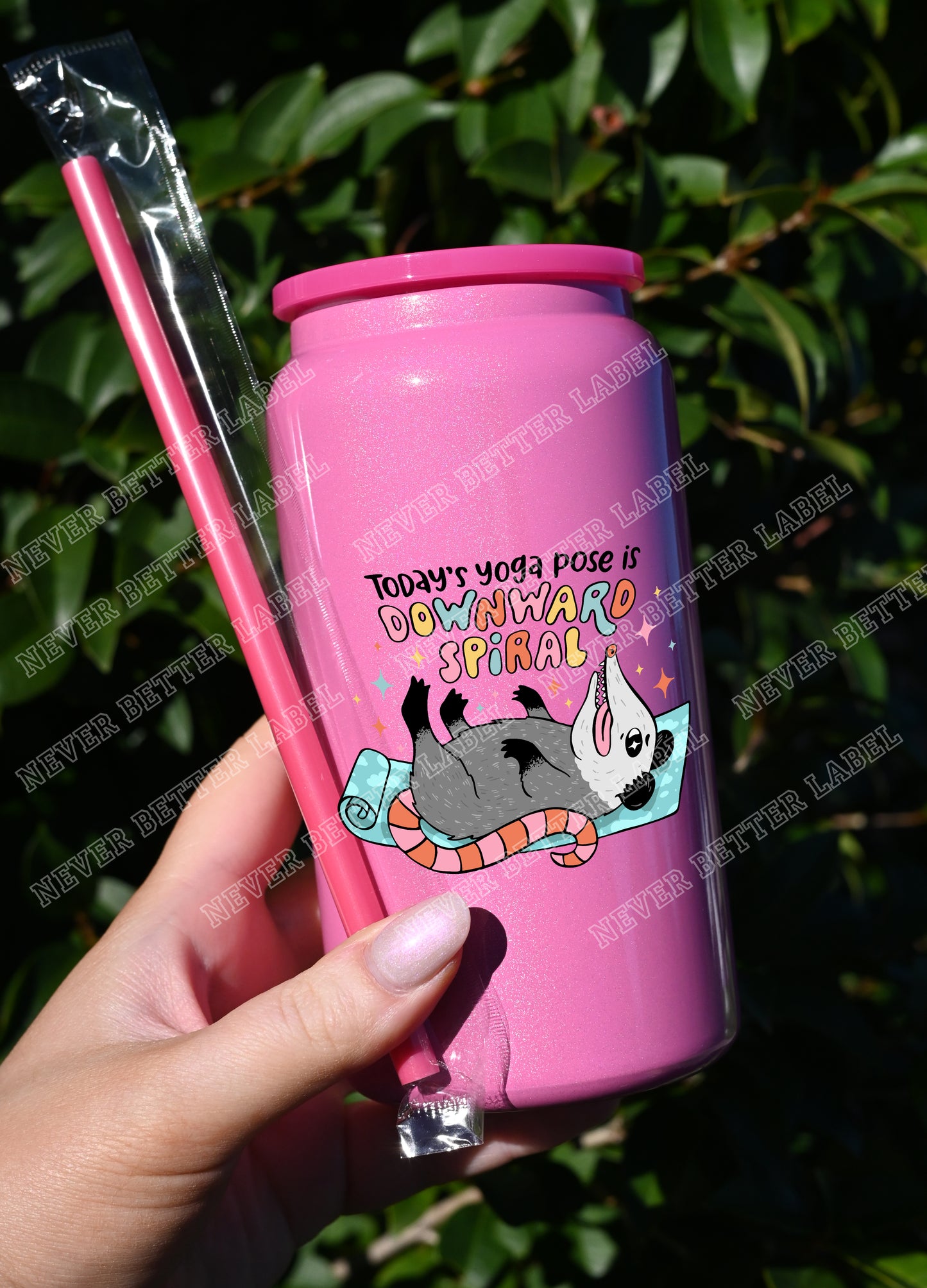 Today's Yoga Pose is Downward Spiral  - Insulated Shimmer Cup 16oz (473ml)