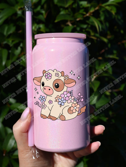 Flower Cow  - Insulated Shimmer Cup 16oz (473ml)