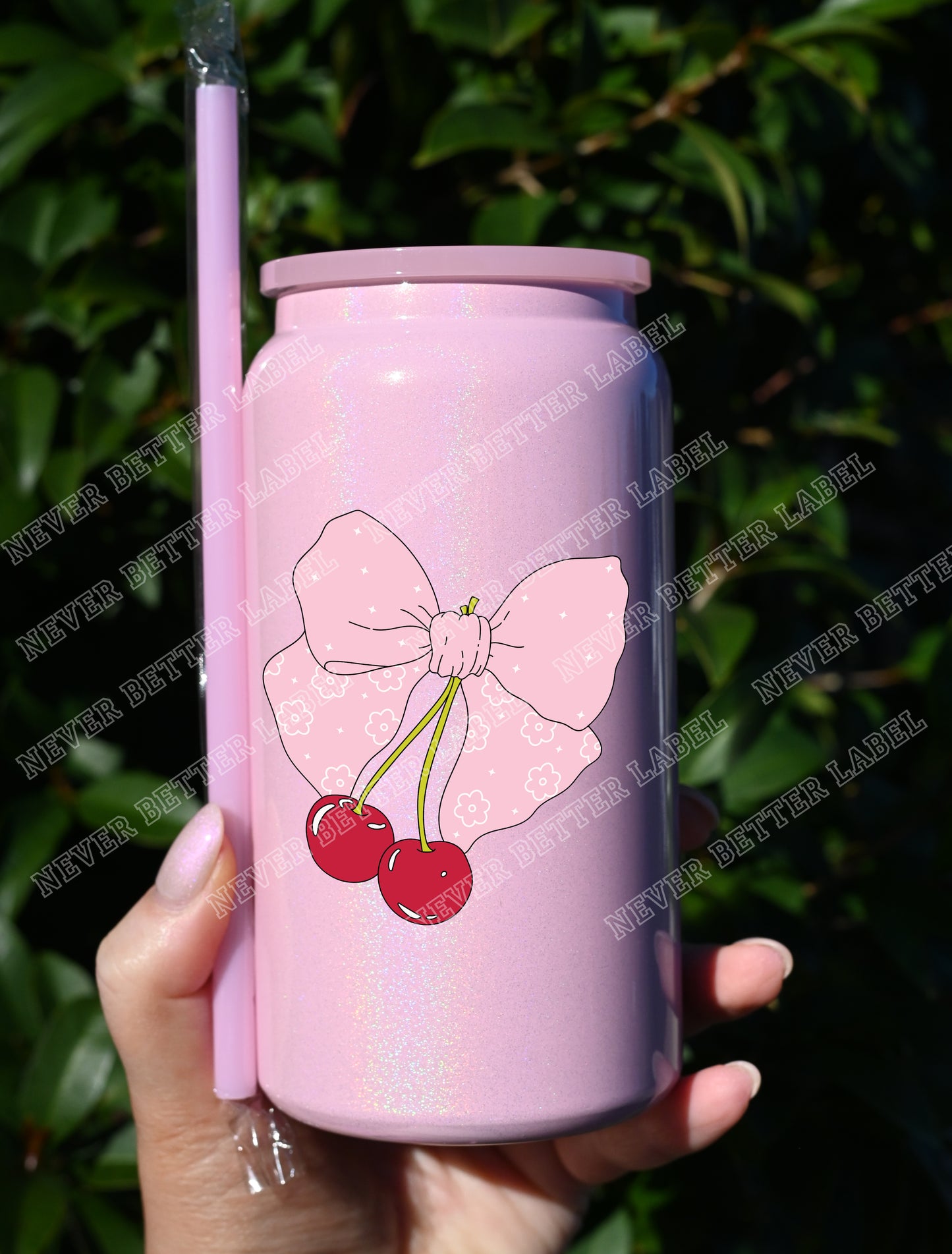 Cherry Bow  - Insulated Shimmer Cup 16oz (473ml)