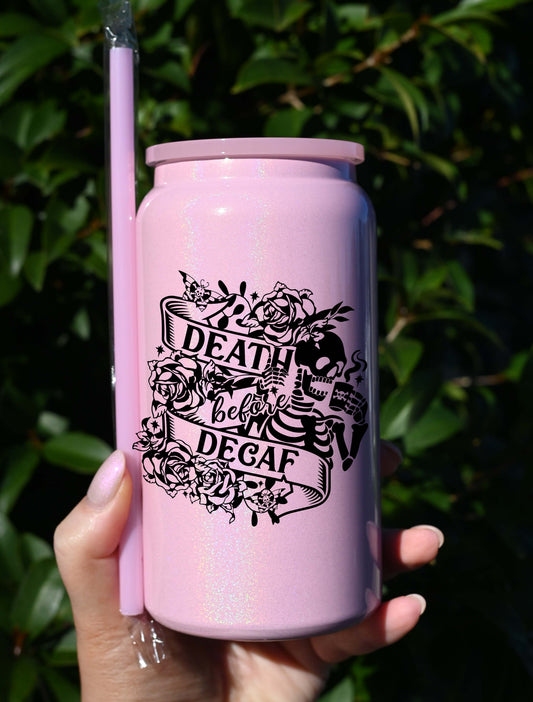 Death Before Decaf Banner Libbey Cup