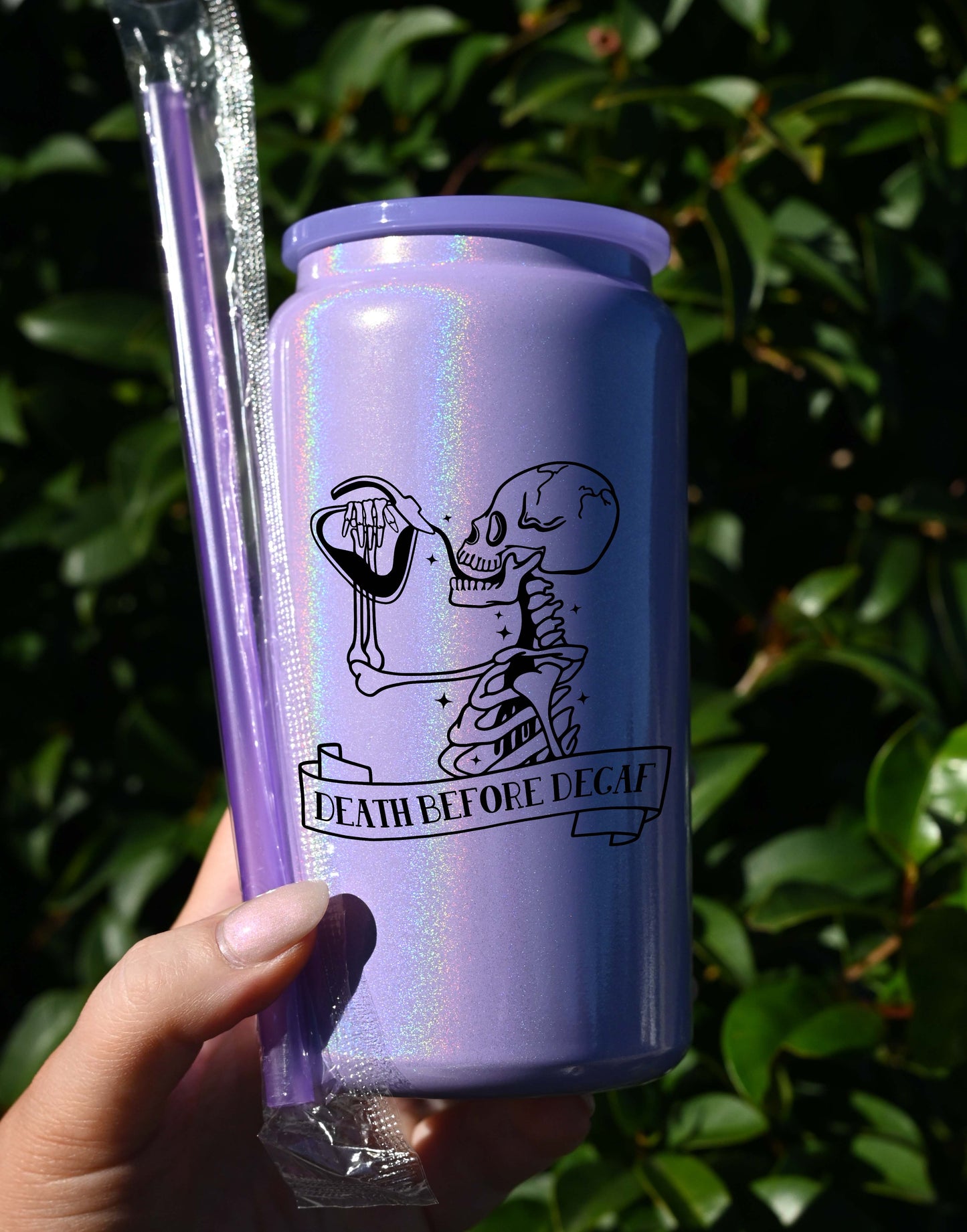 Death Before Decaf Skeleton Libbey Cup